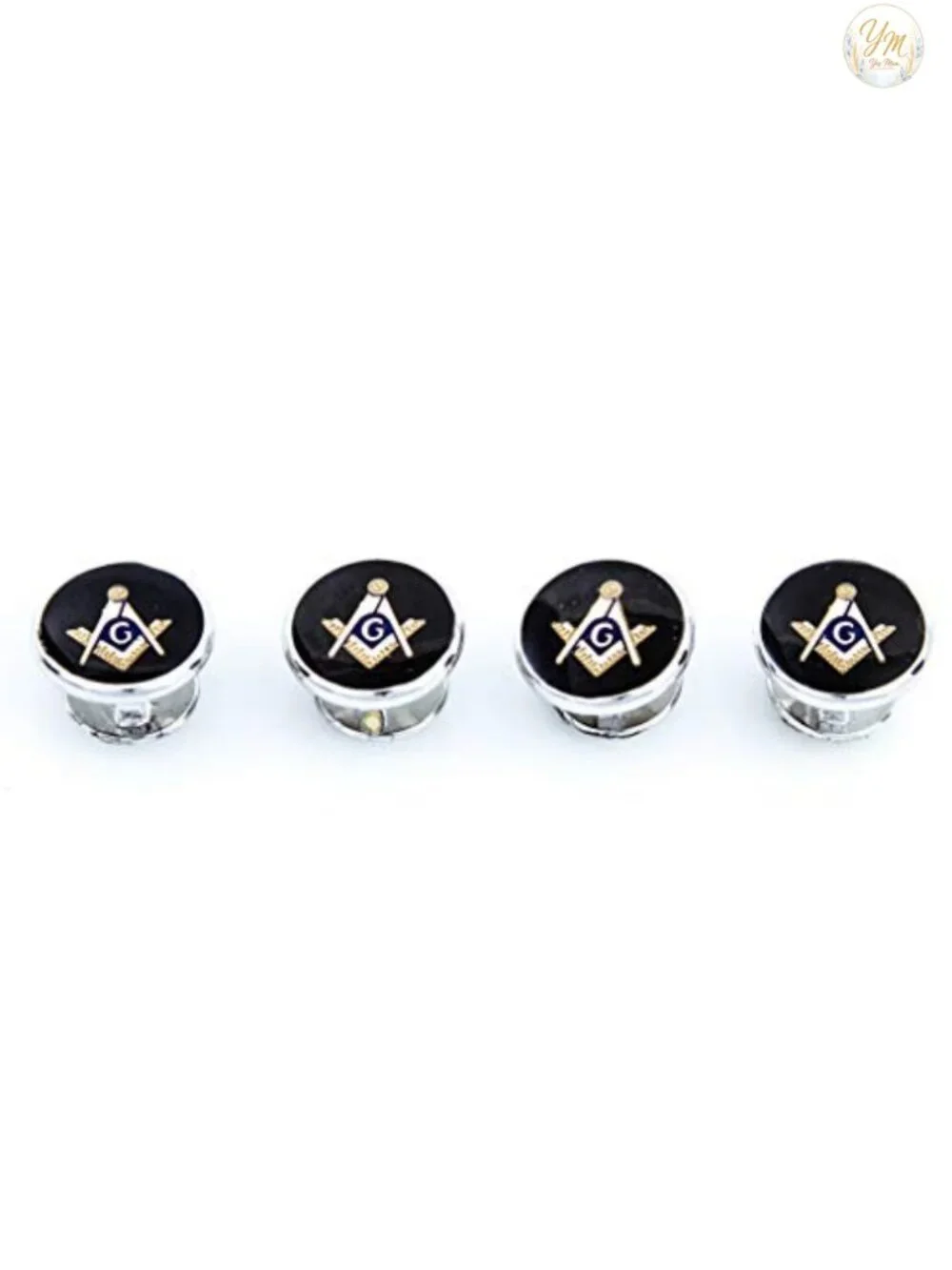 MRCFF Freemason Masonic Crystal Silver Tone Cufflinks & Studs Tuxedo Set Gift
